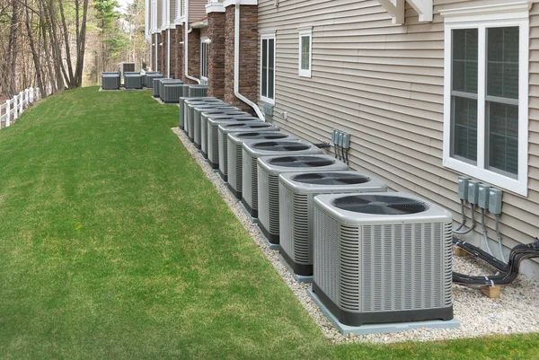 Heating Air Conditioning Units Used Heat Cool Apartment Complex — Stock Photo, Image