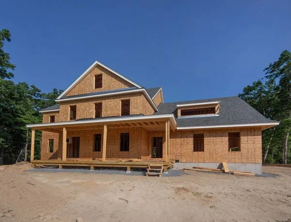 Hausneubau Wartet Auf Abstellgleis Und Landschaftsbau Stockbild