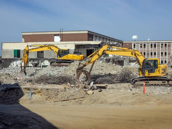 Sloop Plaats Van Oude Middelbare School Weg Maken Voor Een — Stockfoto