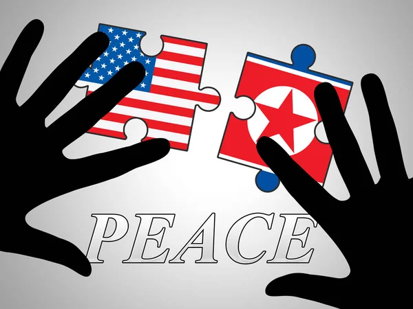 Америці Північна Корея Миру Любов Прапор Ілюстрації Мирне Любові Угода — стокове фото