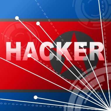 Korsanlara Kuzey Kore Cybersecurity suç 3d çizim gösterir. Online veri Ddos ve siber saldırı Vs Web verilerini kullanarak Kuzey Kore askeri tehdidi