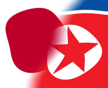 Japonya ve Kuzey Kore işbirliği 3d çizim. Uluslararası diplomasi, barış ve iki ülke - Tokyo ve Kuzey Kore arasındaki görüşmeler