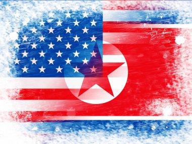 Kore Demokratik Halk Cumhuriyeti Vs Amerika Birleşik Devletleri güvenlik 3d çizim. Risk veya barış ve diplomasi Pyongyang ve ABD arasında gösterir