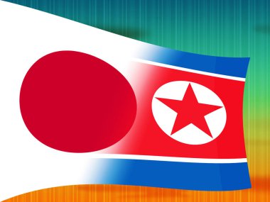 Tokyo ve Kuzey Kore Denuclearization çatışma 3d çizim. Görüşmelerde iki ülke - Tokyo ve Pyongyang arasında askeri çatışma ve işbirliği