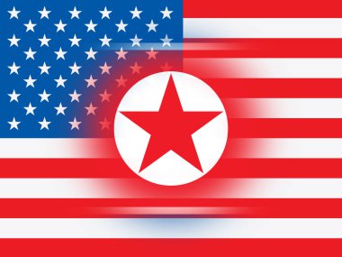 Kuzey Kore ve Amerikan bayrağı 3d çizim. Çakışan veya barış ve Nk ve ABD arasındaki dostluk gösterir