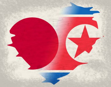 Tokyo ve Kuzey Kore Kuzey Kore askeri umut 3d çizim. Barış birlik ve ülke - Japonya ve Nk arasında çatışma