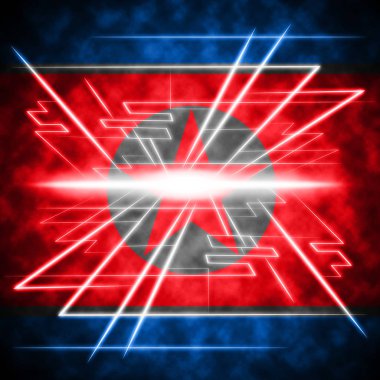 Kuzey Kore ceza tarafından siber saldırı 3d çizim kesmek. Kore ve virüs veya veri bütünlüğü için küresel Web tehdit tarafından Hacking gösterir