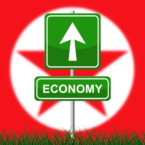 North Korean Economy Failing Market Illustration Shows Pyongyang Economic Disaster — Stock Photo, Image