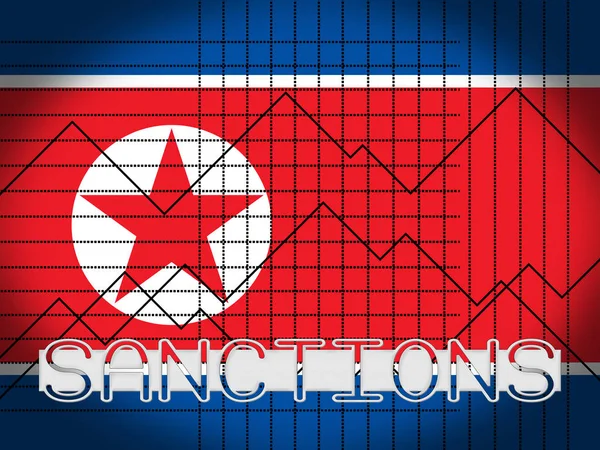 Sanciones Comerciales Financieras Contra Corea Del Norte Ilustración Embargo Económico —  Fotos de Stock
