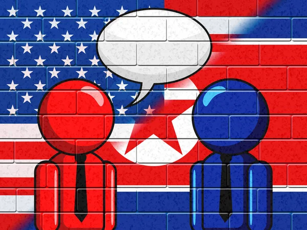 Corea Del Norte American Talks Discurso Burbuja Ilustración Conflicto Acuerdo —  Fotos de Stock