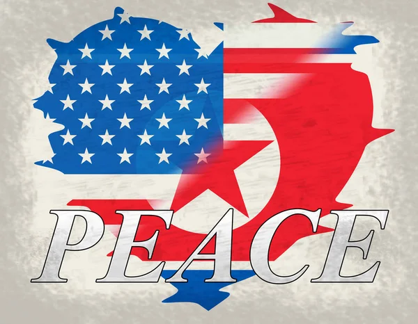 Amerikanska Nordkorea Fred Unity Flagga Illustration Hoppas Mötet Och Avtalet — Stockfoto