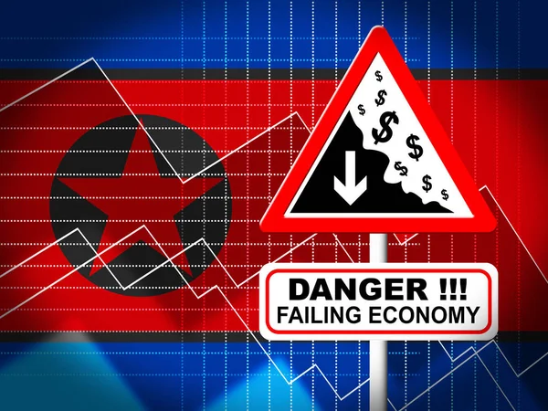 Danger North Korean Problem Economy Illustration Shows Pyongyang Economic Downfall — Stock Photo, Image