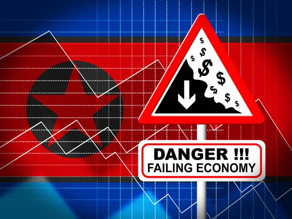 Pericolo Nord Coreano Problema Economia Illustrazione Mostra Caduta Economica Pyongyang — Foto Stock