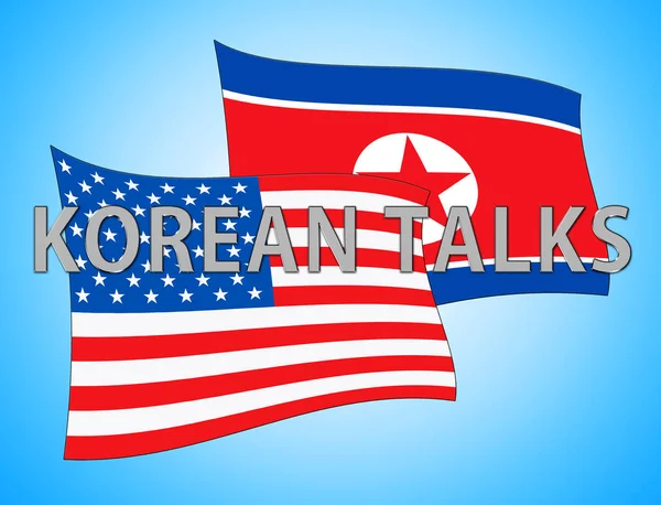 Kuzey Kore Görüşmeleri Singapur Bayrakları Çizim Çatışma Accord Bizimle Barış — Stok fotoğraf