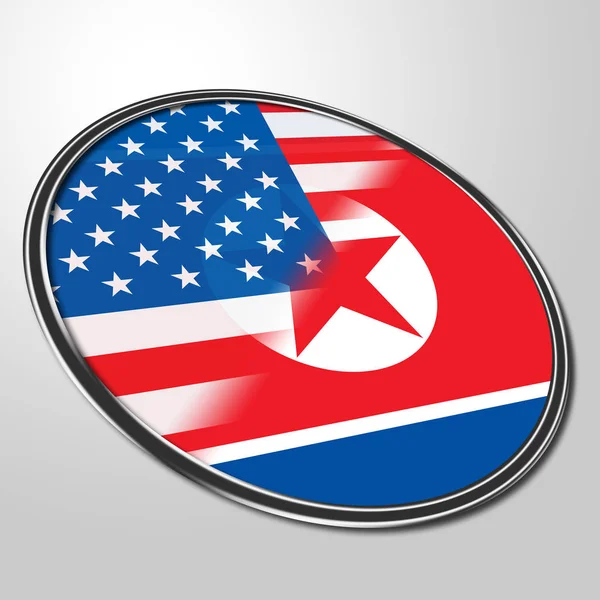 North Korean United States Badge Illustration Inglês Mostra Conflito Nuclear — Fotografia de Stock