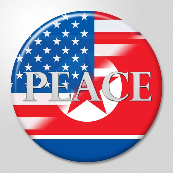 アメリカ北朝鮮北朝鮮平和フラグ イラストレーション 穏やかな愛とアメリカ合衆国と北朝鮮協力協議の合意 — ストック写真