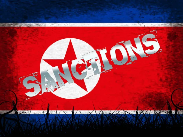 Sanciones Financieras Contra Corea Del Norte Ilustración Embargo Económico Administrativo —  Fotos de Stock