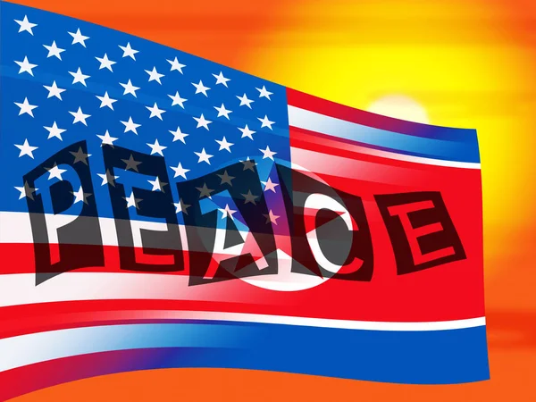 Förenta Staterna Nordkorea Peace Flagga Illustration Hoppas Mötet Och Accord — Stockfoto