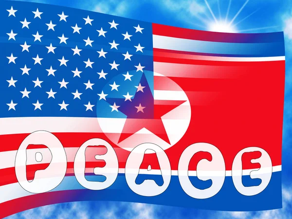 Estados Unidos Corea Del Norte Bandera Paz Ilustración Reunión Desnuclearización — Foto de Stock