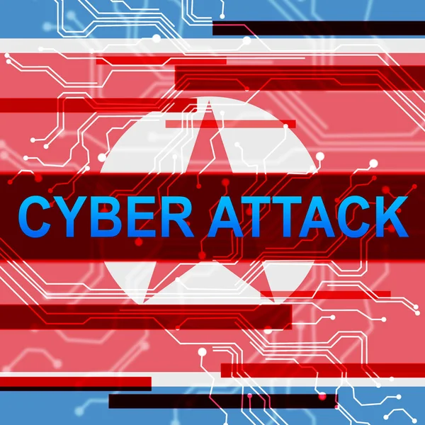 Kuzey Kore ceza kesmek 3d çizim tarafından siber saldırı. Kore ve virüs veya veri koruma için küresel Web güvenlik tehdit tarafından kesmek gösterir