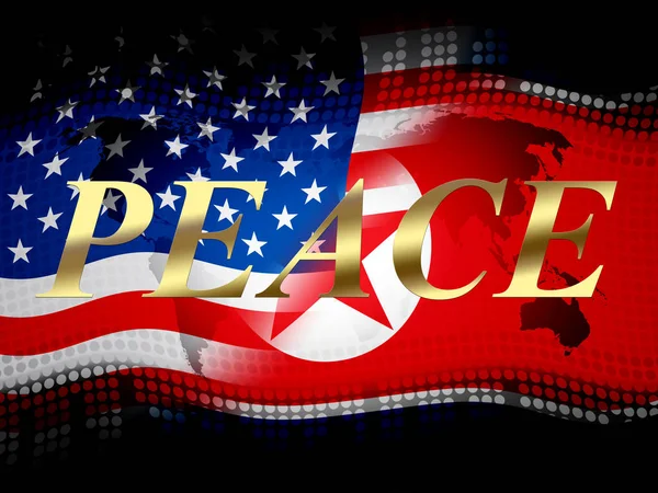 Verenigde Staten Noord Korea Vrede Vlag Illustratie Vreedzame Liefde Hoop — Stockfoto