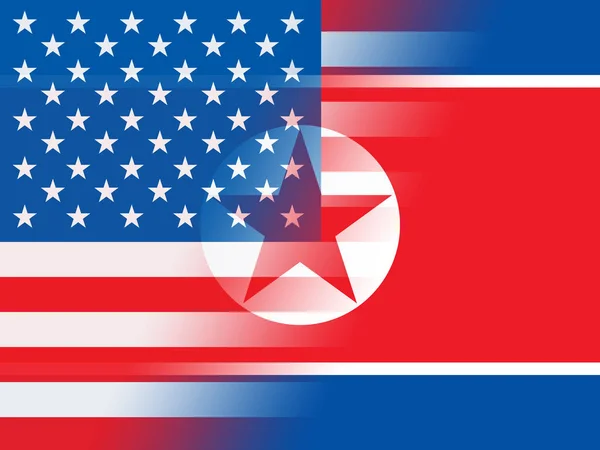 北朝鲜和美国危机冲突3D 朝鲜与美国之间的威胁 制裁和核防务谈判 — 图库照片#