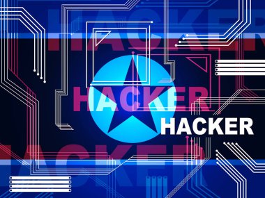 Hackerlar anlamına gelir Kuzey Kore veri virüs 3d çizim. Online veri askeri casus olan kimlik avı ve teknoloji Web bilgi karşı kullanarak Kuzey Kore