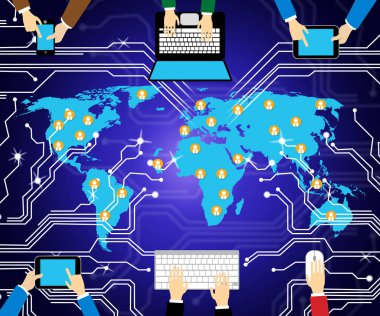 Bitiş noktası güvenliği güvenli sistem sanal Internet tehdit - 2d çizimde karşı koruma gösterir