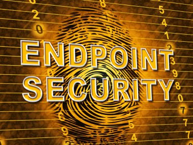 Bitiş noktası güvenliği güvenli sistem sanal Internet tehdit - 3d çizim karşı koruma gösterir