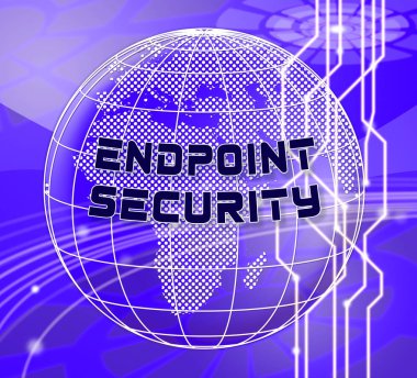 Bitiş noktası güvenliği güvenli sistem sanal Internet tehdit - 3d çizim karşı koruma gösterir