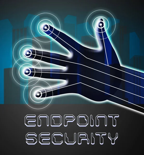 Endpoint Security Bezpieczny System Pokazuje Zabezpieczenie Przed Internet Wirtualne Zagrożenie — Zdjęcie stockowe