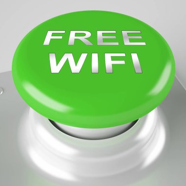 Ücretsiz Wifi Logo sörf Hotspot 3d render Cyber iletişim ve sörf için genel çevrimiçi hizmetler kablosuz erişim gösterir