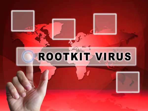 Rootkit Virus Cyber Criminal Spyware Illustration Shows Criminal Hacking Stop — Stock Photo, Image