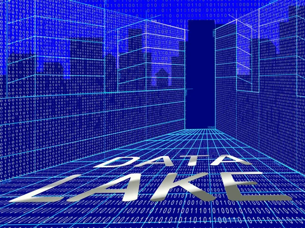 Data Lake Digital Datacenter Cloud 3d Illustration Shows Mainframe Supercomputer Storage Of Bigdata Complex Information