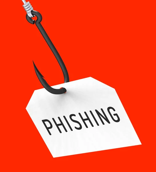 Phishing Hook Identity Crime Alert Rendering Shows Email Phish Crime — Stock Photo, Image