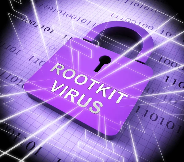 Rootkit Virus Cyber Criminal Spyware Rendering Shows Criminal Hacking Stop — Stock Photo, Image