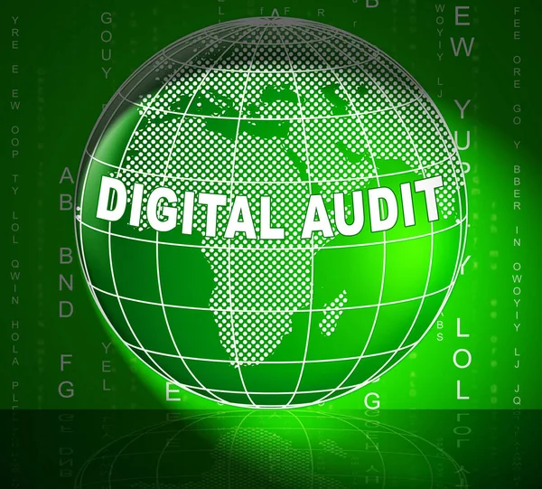 Digitaal Audit Cyber Netwerk Onderzoek Illustratie Toont Analyse Door Accountant — Stockfoto