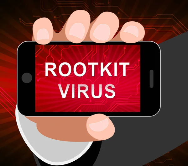 Rootkit Virus Cyber Criminal Spyware Illustration Shows Criminal Hacking Stop — Stock Photo, Image