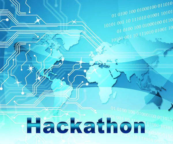 Hackathon Technology Threat Online Coding Illustration Встреча Кодеров Киберпреступлений Остановить — стоковое фото