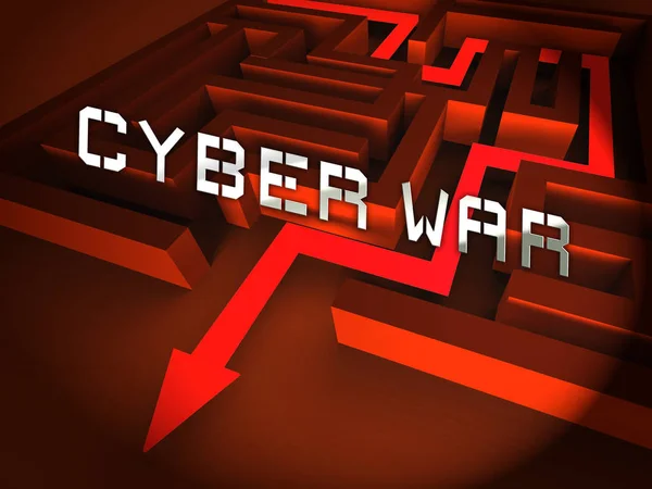 Wojna Cybernetyczna Wirtualnego Warfare Hacking Inwazji Renderowania Pokazuje Rząd Cyber — Zdjęcie stockowe