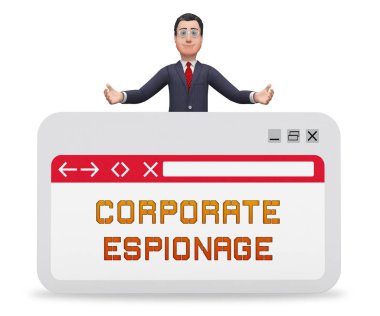 Ticari iş dolandırıcılık veya profesyonel hırsız tehdit kurumsal casusluk gizli Cyber 3D render kesmek gösterir