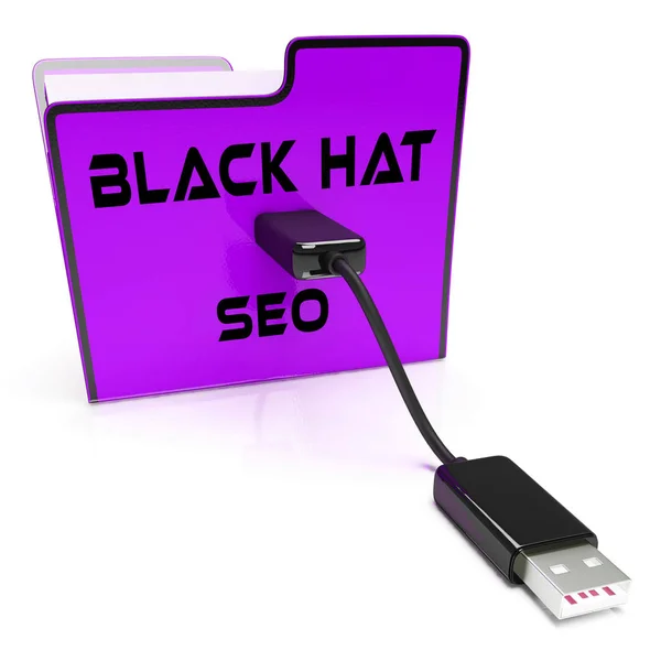 Siyah Şapka Seo Web Sitesi Optimizasyonu Işleme Gösterir Arama Motoru — Stok fotoğraf