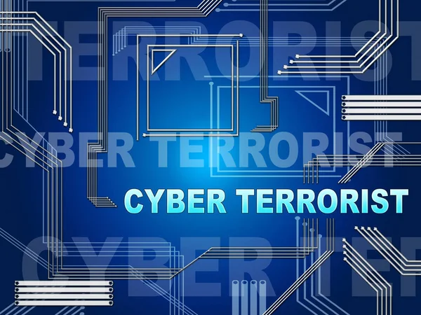 Cyber Terrorist Extremism Hacking Alert Illustration Shows Breach Computers Using — Stock Photo, Image