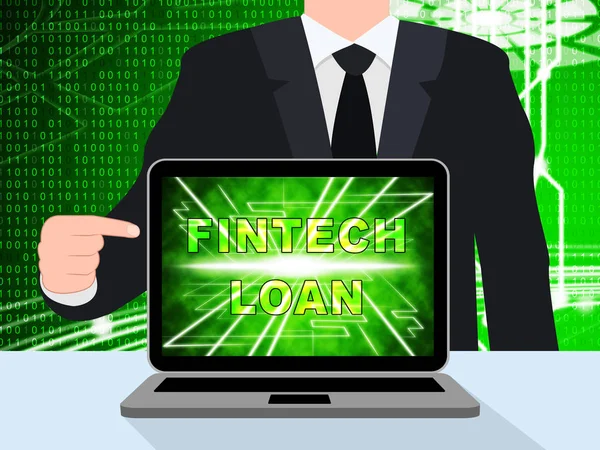 Fintech Loan P2P Finanza Credito Illustrazione Mostra Denaro Online Microcredito — Foto Stock