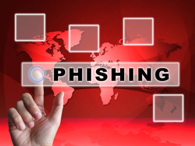 Kimlik avı e-posta Internet tehdit koruması 3d render dikkat karşı e-posta kimlik bilgilerini çalmak için Phish gösterir