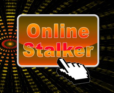 Online Stalker kötü yüzü olmayan zorba 2d çizimde gösterilmektedir Cyberattack veya şüpheli bir casusluk yabancı tarafından Cyberbullying