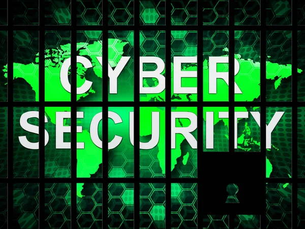 Ciberseguridad Lock Digital Threat Security Illustration Muestra Cerca Privacidad Contra — Foto de Stock