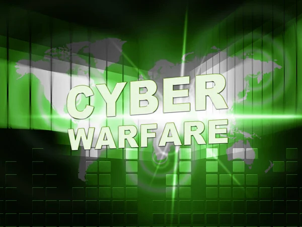Cyberwarfare Digital Armed Attack Surveillance Ilustração Mostra Guerra Cibernética Ofensiva — Fotografia de Stock