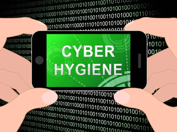 Cyber Hygiëne Gezonde Data Structuur Illustratie Toont Internetbeheer Diagnostiek Voor — Stockfoto