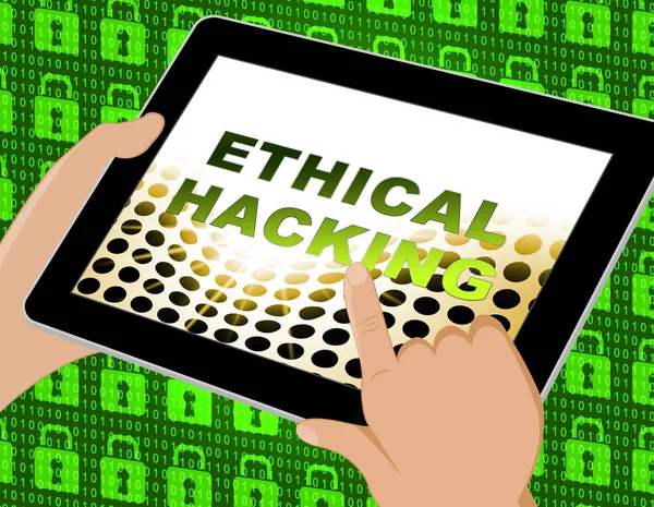Этическое Хакерство Отслеживание Нарушения Данных Иллюстрация Показывает Корпоративный Трекинг Остановить — стоковое фото